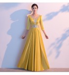 少女禮服裙V領釘珠合唱團長裙