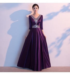 少女禮服裙V領釘珠合唱團長裙