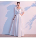 少女禮服裙V領釘珠合唱團長裙
