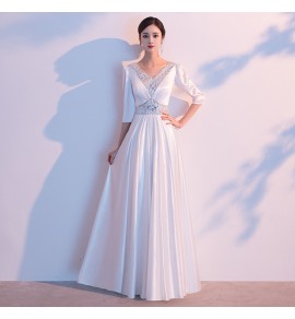 少女禮服裙V領釘珠合唱團長裙