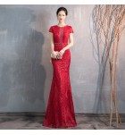 晚裝禮服裙圓領性感鏤空長裙
