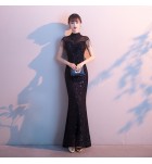 晚裝禮服裙小立領魚尾長裙