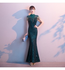 晚裝禮服裙小立領魚尾長裙