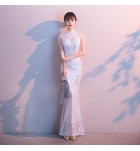 晚裝禮服裙小立領魚尾長裙