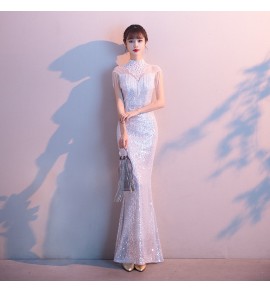 晚裝禮服裙小立領魚尾長裙