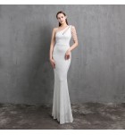少女禮服裙單肩流蘇長裙