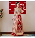 龍鳳褂刺繡泡泡袖結婚禮服