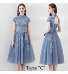 晚裝禮服裙圓領刺繡短裙