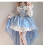 Lolita拖尾蓬蓬裙禮服蝴蝶結花朵輕禮裙