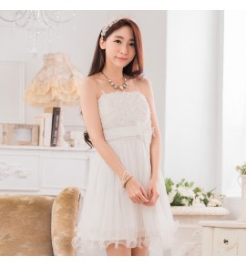 女裝蕾絲網紗姊妹裙蝴蝶結晚禮服連身裙