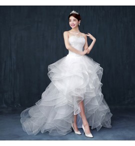 婚紗前短後長新娘結婚禮服