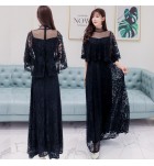 少女禮服裙立領蕾絲長裙
