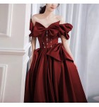 晚裝禮服一字肩宴會長裙