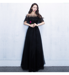 少女禮服裙薄紗圓領長裙