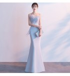晚裝禮服荷葉邊抹胸長裙