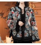 花開富貴刺繡復古盤扣加棉外套