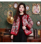 花開富貴刺繡復古盤扣加棉外套