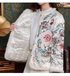 花開富貴刺繡復古盤扣加棉外套