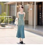 女裝牛仔連身裙披肩外套三件套