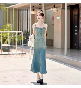 女裝牛仔連身裙披肩外套三件套