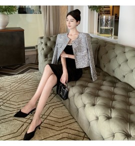 少女禮服裙抹胸鑲鑽中長裙+外套兩件套