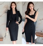女裝連身裙長袖小西裝兩件套